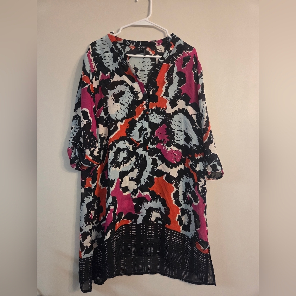 Nic+Zoe Multi Color Semi‎ Sheer Tunic M